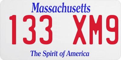 MA license plate 133XM9