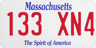 MA license plate 133XN4