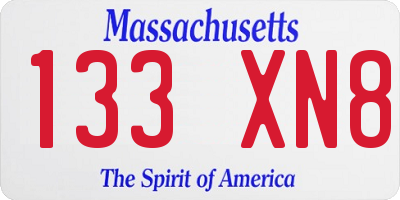 MA license plate 133XN8