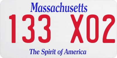 MA license plate 133XO2