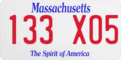 MA license plate 133XO5