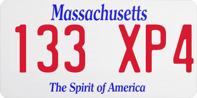 MA license plate 133XP4