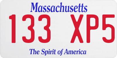 MA license plate 133XP5