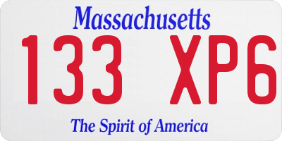 MA license plate 133XP6