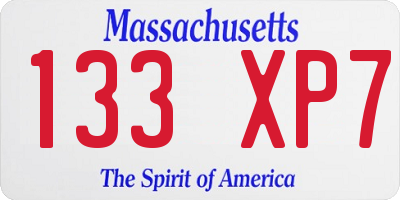 MA license plate 133XP7