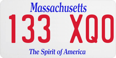 MA license plate 133XQ0