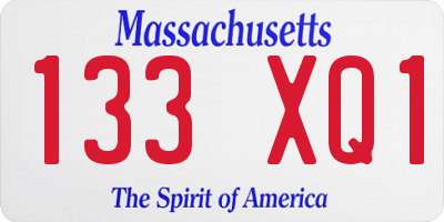 MA license plate 133XQ1