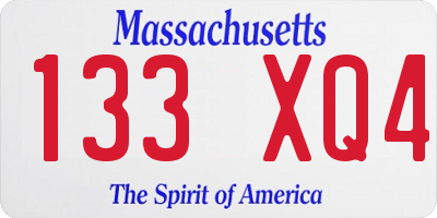 MA license plate 133XQ4