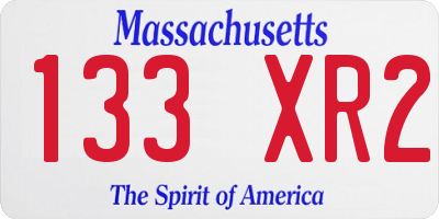 MA license plate 133XR2