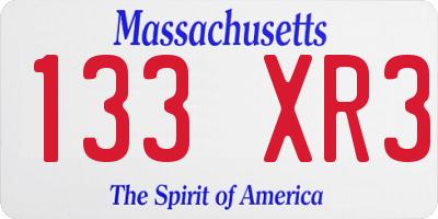MA license plate 133XR3