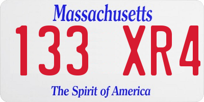 MA license plate 133XR4