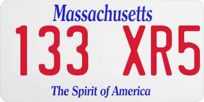 MA license plate 133XR5