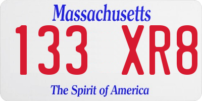 MA license plate 133XR8