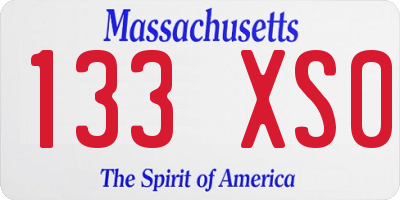 MA license plate 133XS0