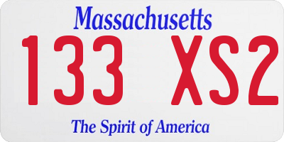 MA license plate 133XS2