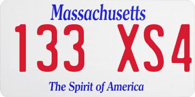 MA license plate 133XS4