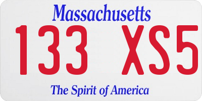 MA license plate 133XS5