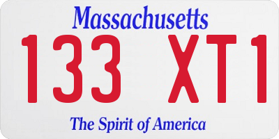 MA license plate 133XT1