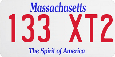 MA license plate 133XT2
