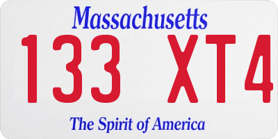 MA license plate 133XT4