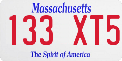 MA license plate 133XT5