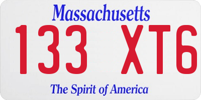 MA license plate 133XT6