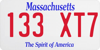 MA license plate 133XT7