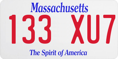 MA license plate 133XU7