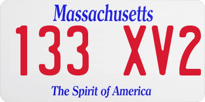 MA license plate 133XV2