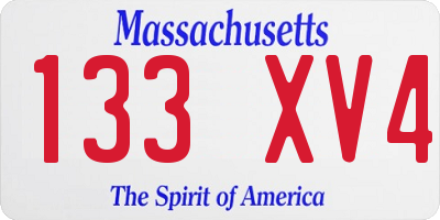 MA license plate 133XV4