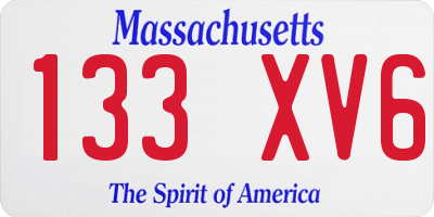 MA license plate 133XV6