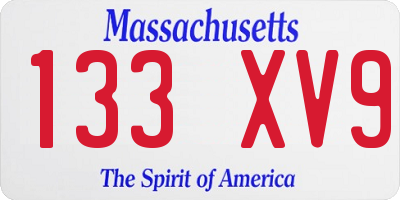 MA license plate 133XV9