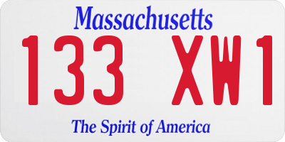 MA license plate 133XW1