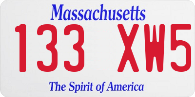 MA license plate 133XW5