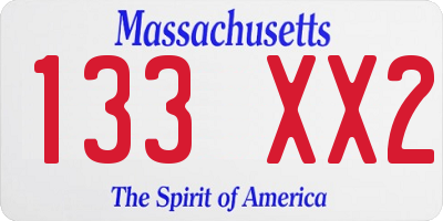 MA license plate 133XX2