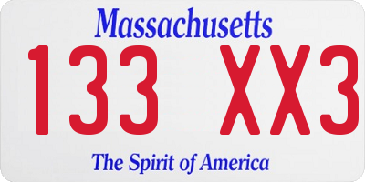 MA license plate 133XX3