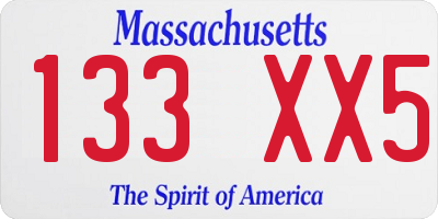 MA license plate 133XX5