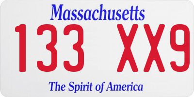 MA license plate 133XX9
