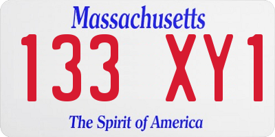 MA license plate 133XY1