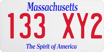 MA license plate 133XY2