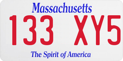 MA license plate 133XY5