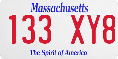 MA license plate 133XY8