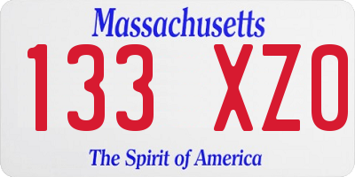 MA license plate 133XZ0