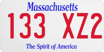 MA license plate 133XZ2