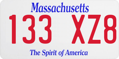 MA license plate 133XZ8