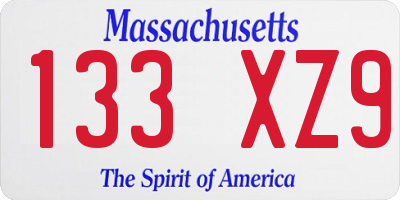 MA license plate 133XZ9