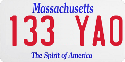 MA license plate 133YA0
