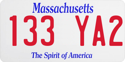 MA license plate 133YA2