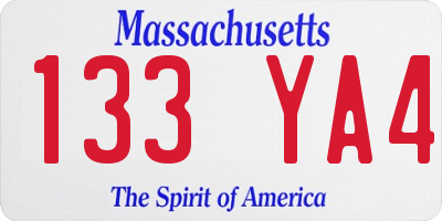 MA license plate 133YA4