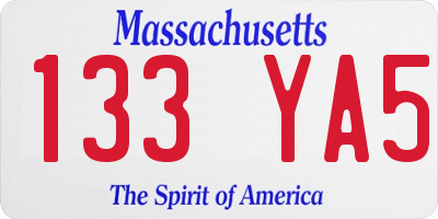 MA license plate 133YA5